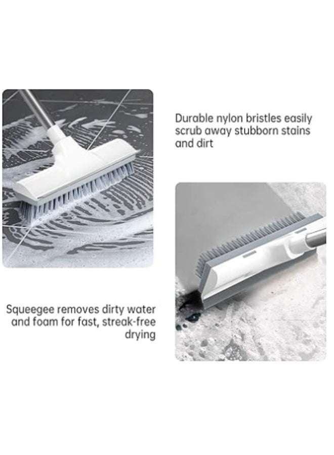 JOYBOS فرشاة تنظيف بمقبض طويل، فرشاة أرضية الحمام، فرشاة تنظيف أرضية 2 في 1 ذات شعيرات صلبة، مع ممسحة للتنظيف. - Image 3